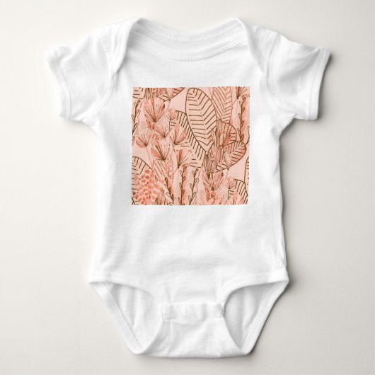 トロピッ離れククリエイティブ手描きパターン。 ベビーボディスーツ (正面)