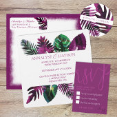 トロピッ離れクグリーンワイルドベリーピンク結婚ズ 招待状