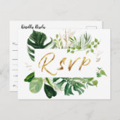 トロピッ離れクゴールデン結婚ズの歌のリクエストRSVP インビテーションポストカード (正面/裏面)