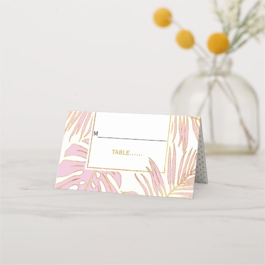 トロピッ離れクス結婚モダンの折り畳みエスコート プレイスカード (正面)