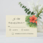 トロピッ離れクハイビスカスフラワーウェディングSVP 出欠カード (スタンド正面)