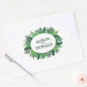トロピッ離れクパームフローラ結婚の名前 楕円形シール (封筒)