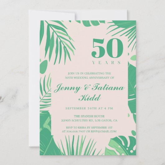 トロピッ離れクパーム結婚50周年記念 招待状 (正面)