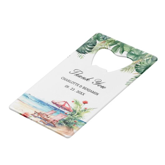 トロピッ離れクビーチシーン結婚式の引き出物 クレジットカード栓抜き (裏面アングル)
