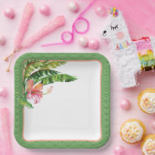 トロピッ離れクフローラグリーンピンク紙プレート ペーパープレート (パーティー)