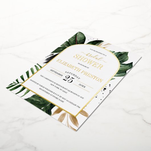 トロピッ離れクブライダルシャワーアーチフレーム実在 箔招待状 (回転した状態)