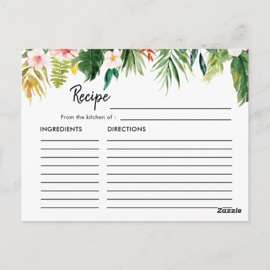 トロピッ離れクルアウ（ハワイ式宴会）ブライダルシャワーレシピカード ポストカード (裏面)