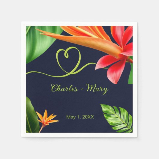 トロピッ離れクレトロと花結婚の花 スタンダードカクテルナプキン (正面)