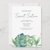 トロピッ離れク誕生日16番目の水彩 招待状 (正面)