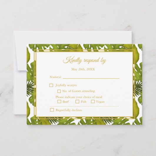 トロピッ離れク金ゴールドグリ結婚ーン 出欠カード (正面)