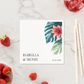 トロピッ離れク・グリーンリーモダン・ボホ結婚ズ スタンダードカクテルナプキン (インサイチュ)