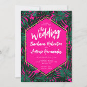 トロピッ離れク・ホットピンクグリーン結婚ズ 招待状 (正面)