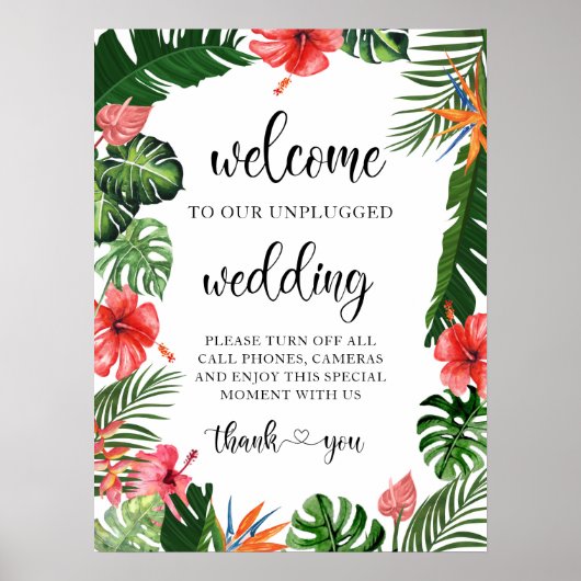 トロピッ鮮やかクの詰め結婚ていない歓迎サイン ポスター (正面)
