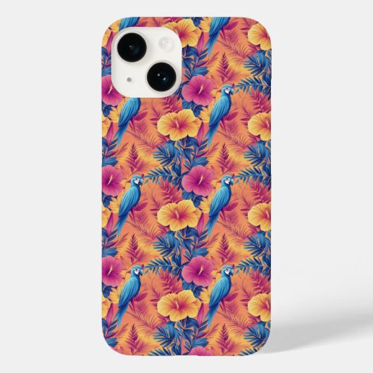 トロピッ鮮やかク離れとパロッツ夏パターン Case-Mate iPhoneケース (裏面)