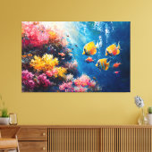 トロピッ鮮やかク魚を使ったサンゴ礁 キャンバスプリント (インサイチュ (リビング))