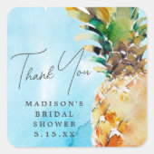 トロピッ鮮やかク・パイナップルブライダルシャワーのお気に入り スクエアシール (正面)
