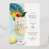 トロピナコラダカクテル60thバースデーパーティー 箔招待状 (正面)