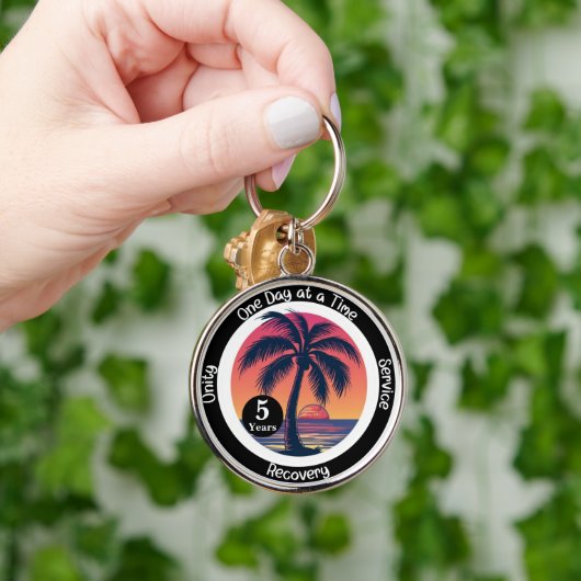 トロピパーソナライズされたカル12段階記念チップ キーホルダー (手)