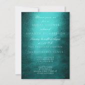 トロピミニマルカルティール(緑がかった色)ホワイトブライダルシャワー 招待状 (正面)