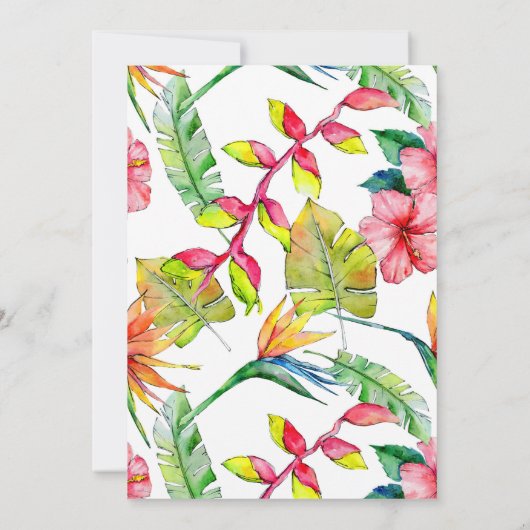 トロピモダンカルウォーター色フローラリース 招待状 (裏面)