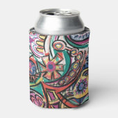トロピモダンカルハンド絵を描抽象芸術 缶クーラー (缶正面)