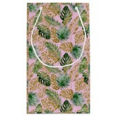 トロピモダンカルパーム葉スモンステラ金ゴールドグリッター スモールペーパーバッグ (裏面)