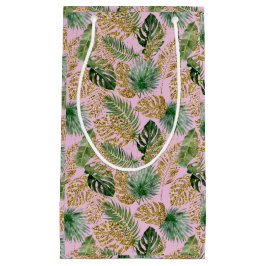 トロピモダンカルパーム葉スモンステラ金ゴールドグリッター スモールペーパーバッグ