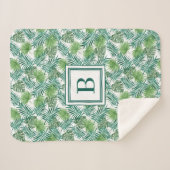 トロピモダンカルパーム葉モノグラム シェルパブランケット (正面(横))