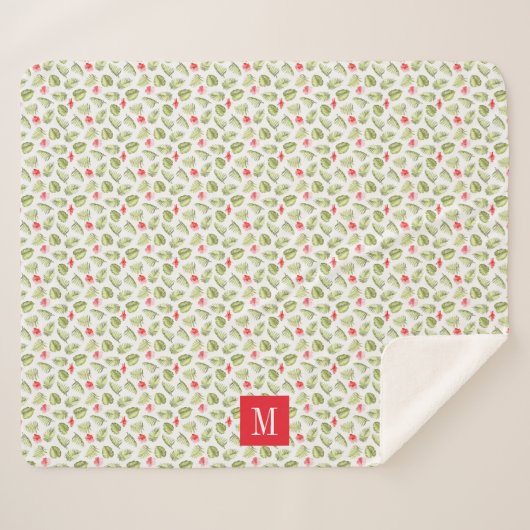 トロピモダンカルパーム葉モノグラム シェルパブランケット (正面(横))