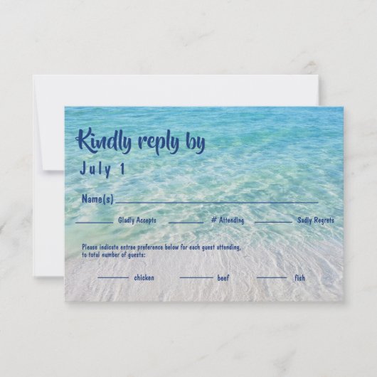 トロピモダンカルビーチミール選択披露宴RSVP 出欠カード (正面)