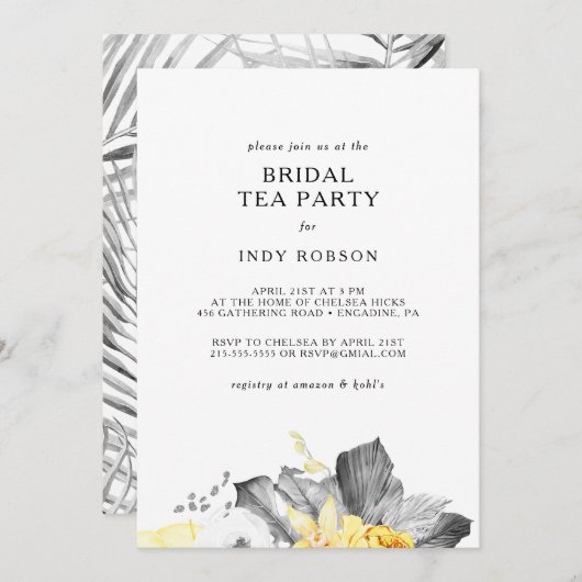 トロピモダンカルブライダルティーパーティの招待状 招待状 (正面/裏面)