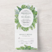 トロピモダンカルモンステラ葉パーム結婚ズ オールインワン招待状 (内側)