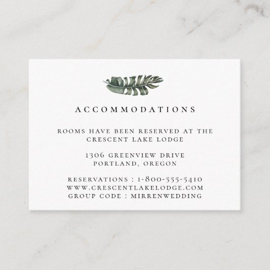 トロピモダンカルリーフ結婚の宿泊施設 エンクロージャーカード (正面)