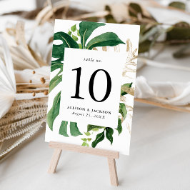 トロピモダンッ葉ク金ゴールドパーソナライズされた テーブルナンバー