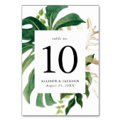 トロピモダンッ葉ク金ゴールドパーソナライズされた テーブルナンバー (裏面)