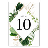 トロピモダンッ葉ク金ゴールドパーソナライズされた テーブルナンバー (正面)