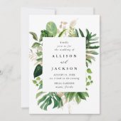 トロピモダンッ葉ク金ゴールド結婚ズ 招待状 (正面)