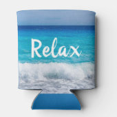 トロピリラックスカルビーチターコイズブルー海シーフォーム 缶クーラー (裏面)