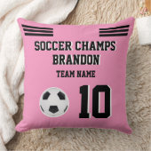 トロピローサッカーピンクブラックスポパーソナライズされたーツ クッション (ブランケット)