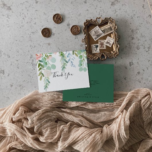 トロピ図解入りの、写真付きのカラフルカルフローラフラ結婚ット サンキューカード