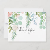 トロピ図解入りの、写真付きのカラフルカルフローラフラ結婚ット サンキューカード (正面)