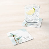 トロピ素朴カルビーチパームツリーウォーター結婚カラー スクエアペーパーコースター (インサイチュ)