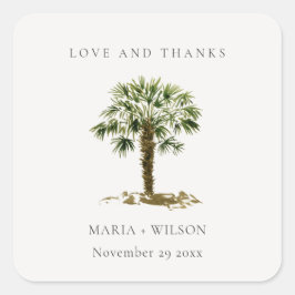 トロピ素朴カルビーチパーム結婚ツリ感謝していーズ スクエアシール