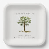 トロピ素朴カルビーチパーム結婚ツリ感謝していーズ ペーパープレート (正面)