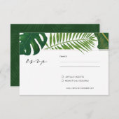 トロピ色彩の鮮やかカル葉ビーチ結婚式 出欠カード (正面/裏面)