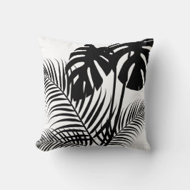 トロピ葉カル1ブラックオンホワイト クッション