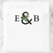 トロピ葉ックフェイク金フォイル結婚ズモノグラム 長方形シール (バッグ)