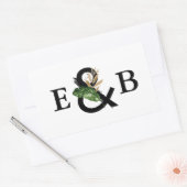 トロピ葉ックフェイク金フォイル結婚ズモノグラム 長方形シール (封筒)