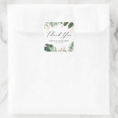 トロピ葉ックフェイク・ゴールド・フォイル結婚ズ・サンキュー スクエアシール (バッグ)