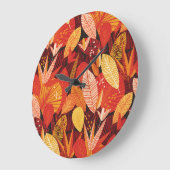 トロピ葉ック：カラフル幾何学的な葉。 ラージ壁時計 (傾斜)
